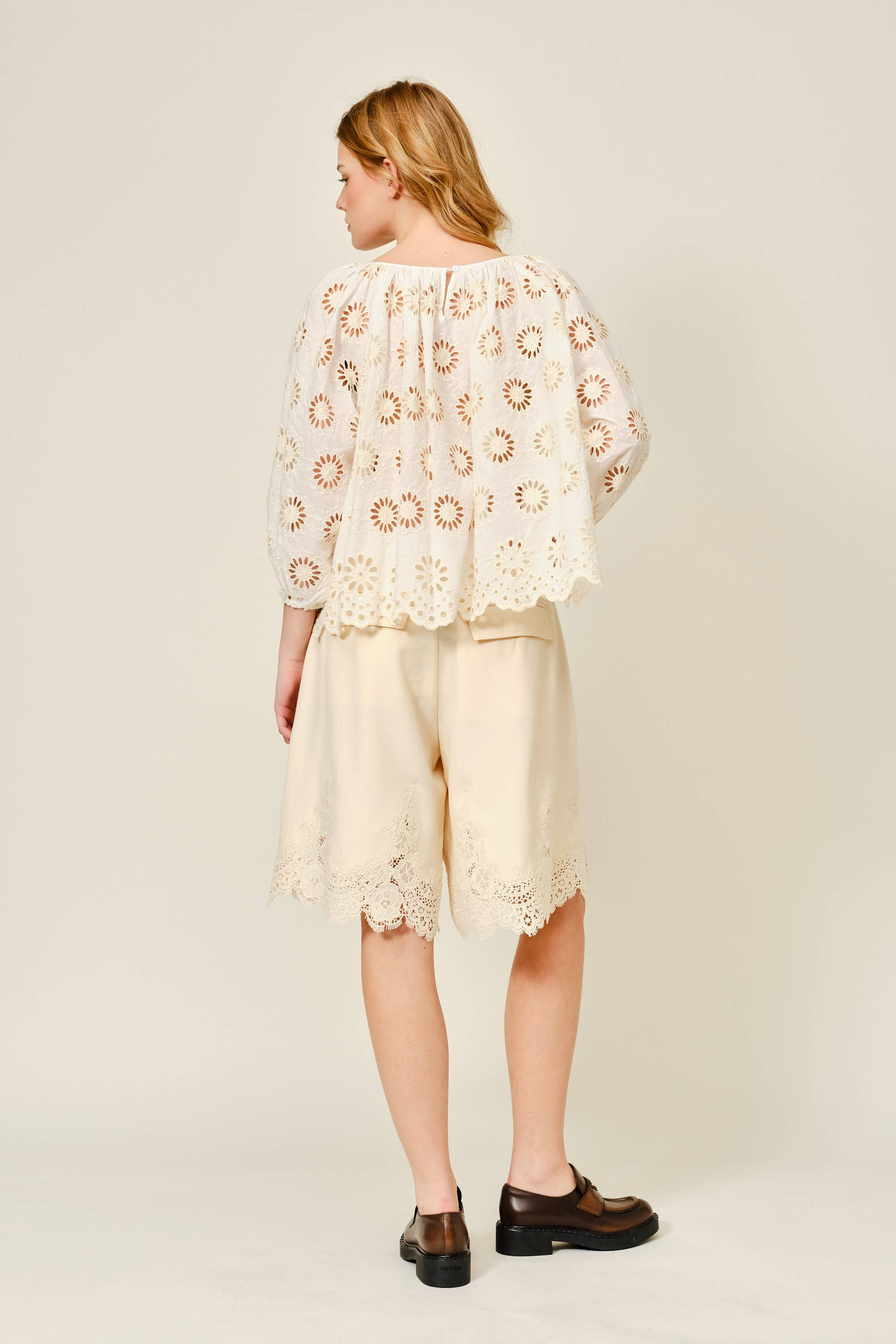 Lace Trim Tailored Long Shorts
