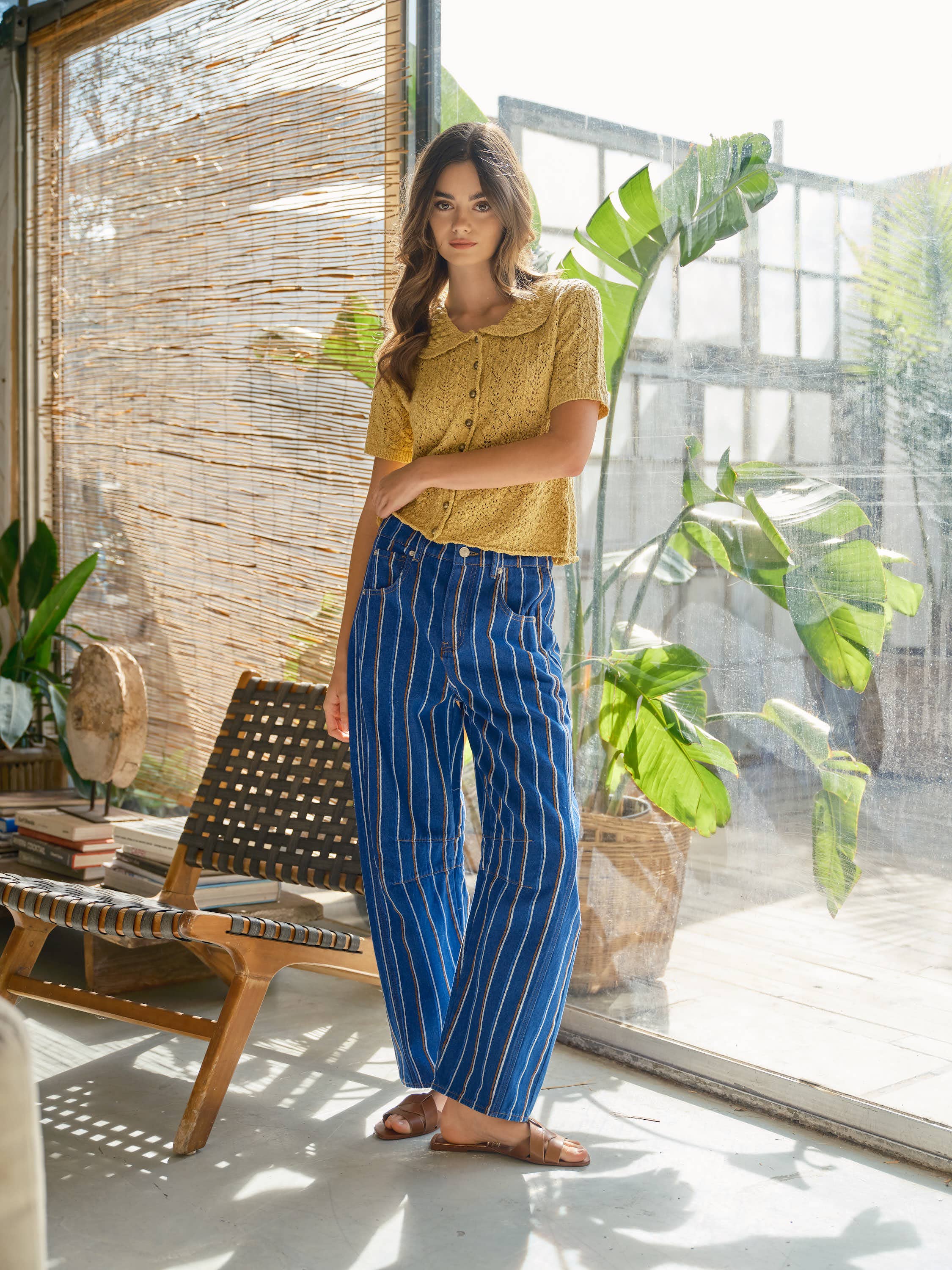 Brush Stripe Denim Pants