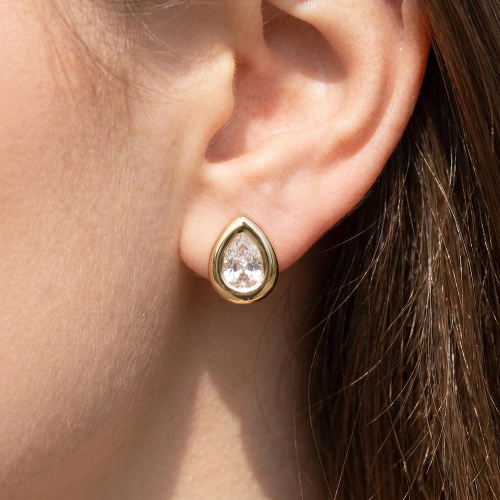 Bezel Stud Earrings