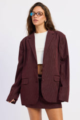 Premium Collection - Bordeaux Pinstripe Blazer