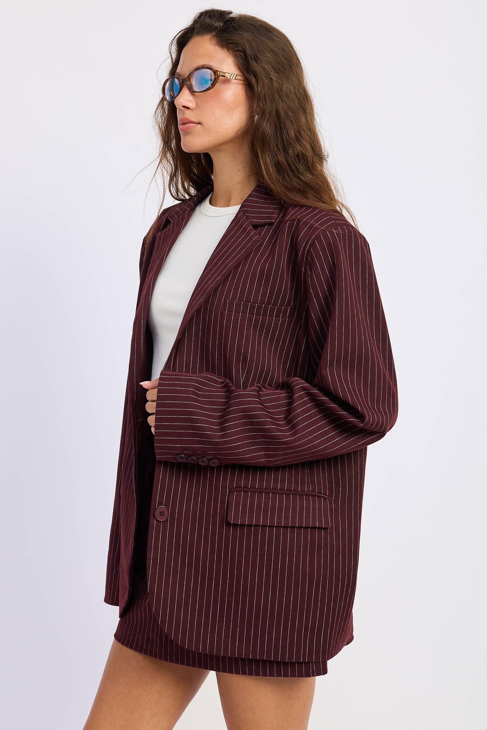 Premium Collection - Bordeaux Pinstripe Blazer