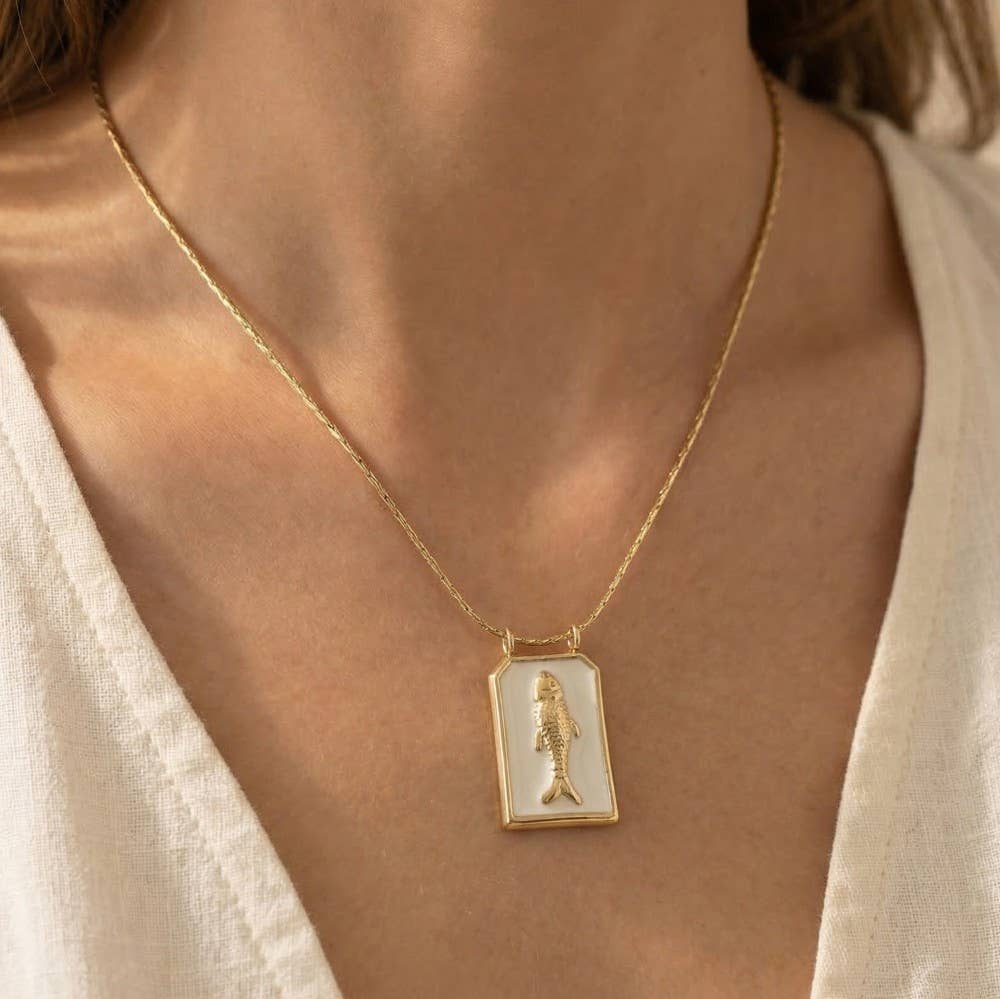Enamel Fish Pendant Necklace