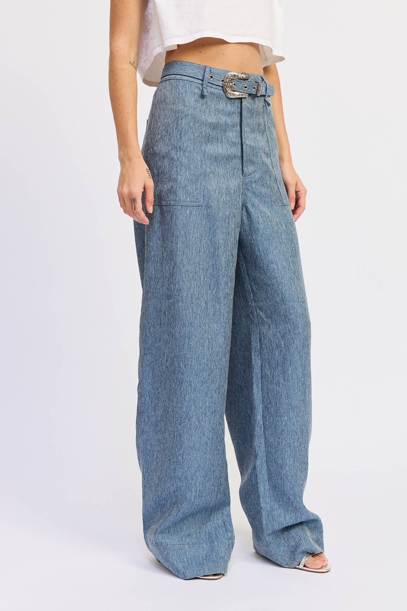 Belted Denim Trousers