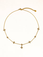 Aveline 18K Gold Non-Tarnish CZ Floral Chain Necklace