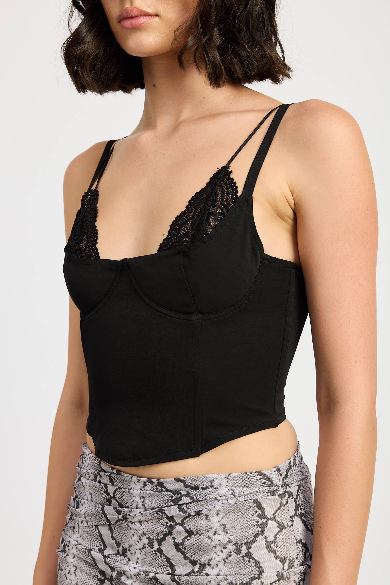 Lace Trim Corset Top