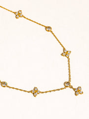 Aveline 18K Gold Non-Tarnish CZ Floral Chain Necklace