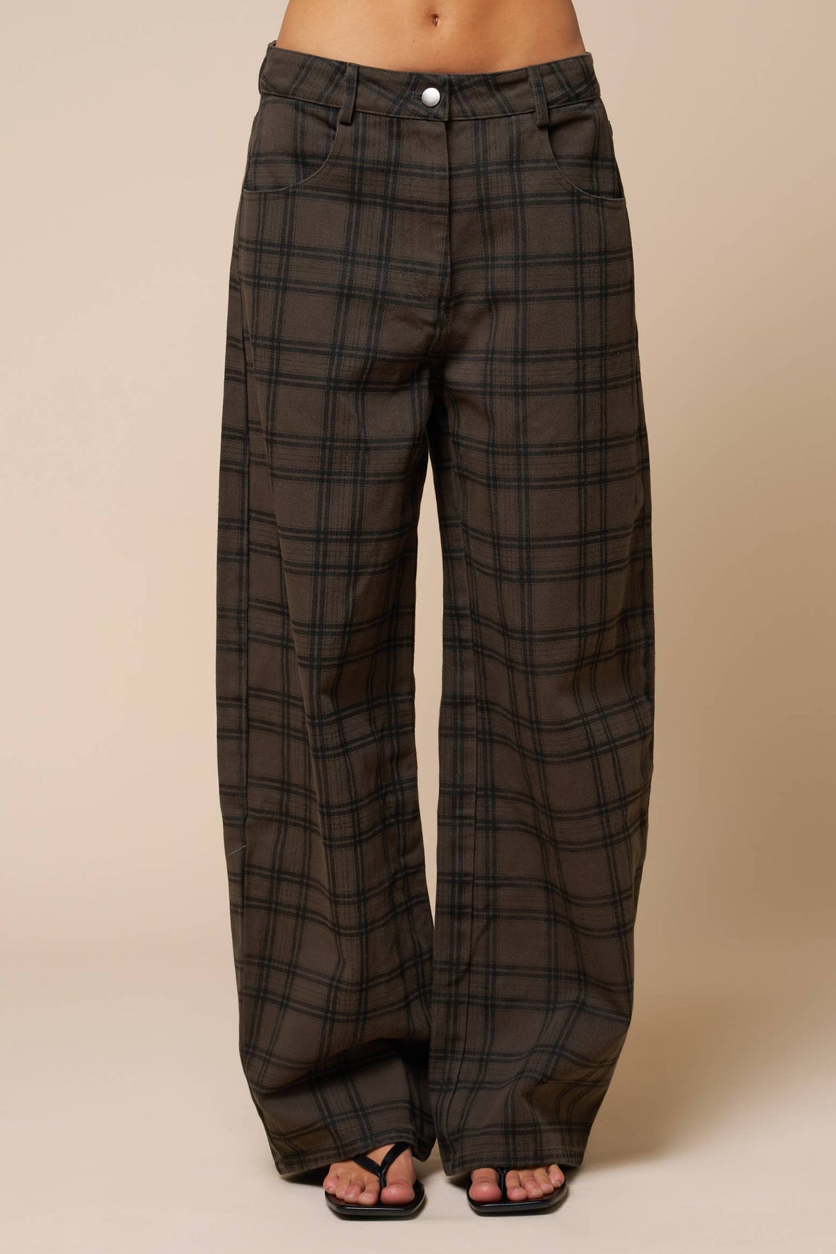 Plaid Barrel Pants