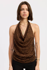Chocolate Lace Halter Top