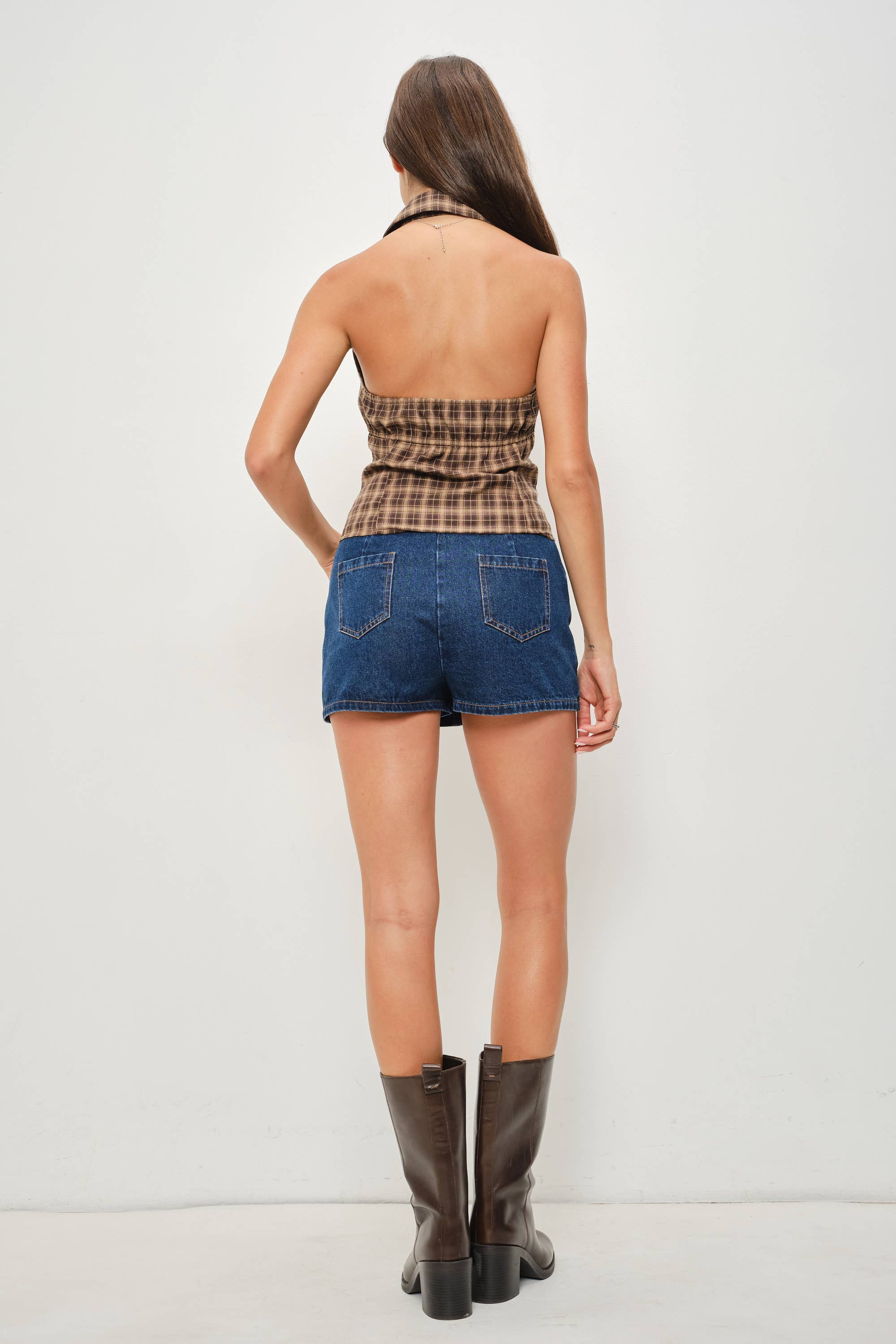 Phil Plaid Halter Top