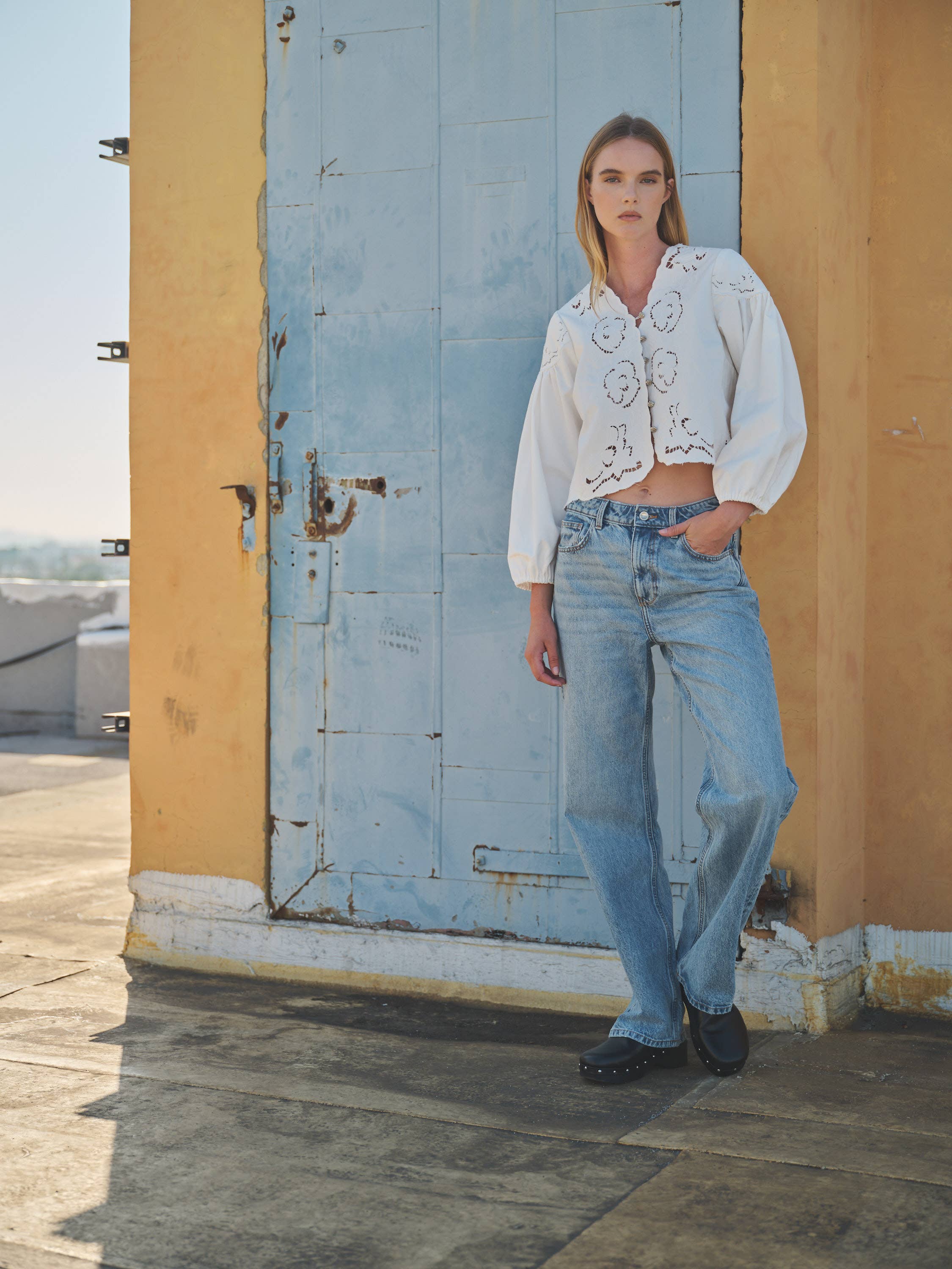 Premium Collection - Embroidered Puff Sleeve Blouse
