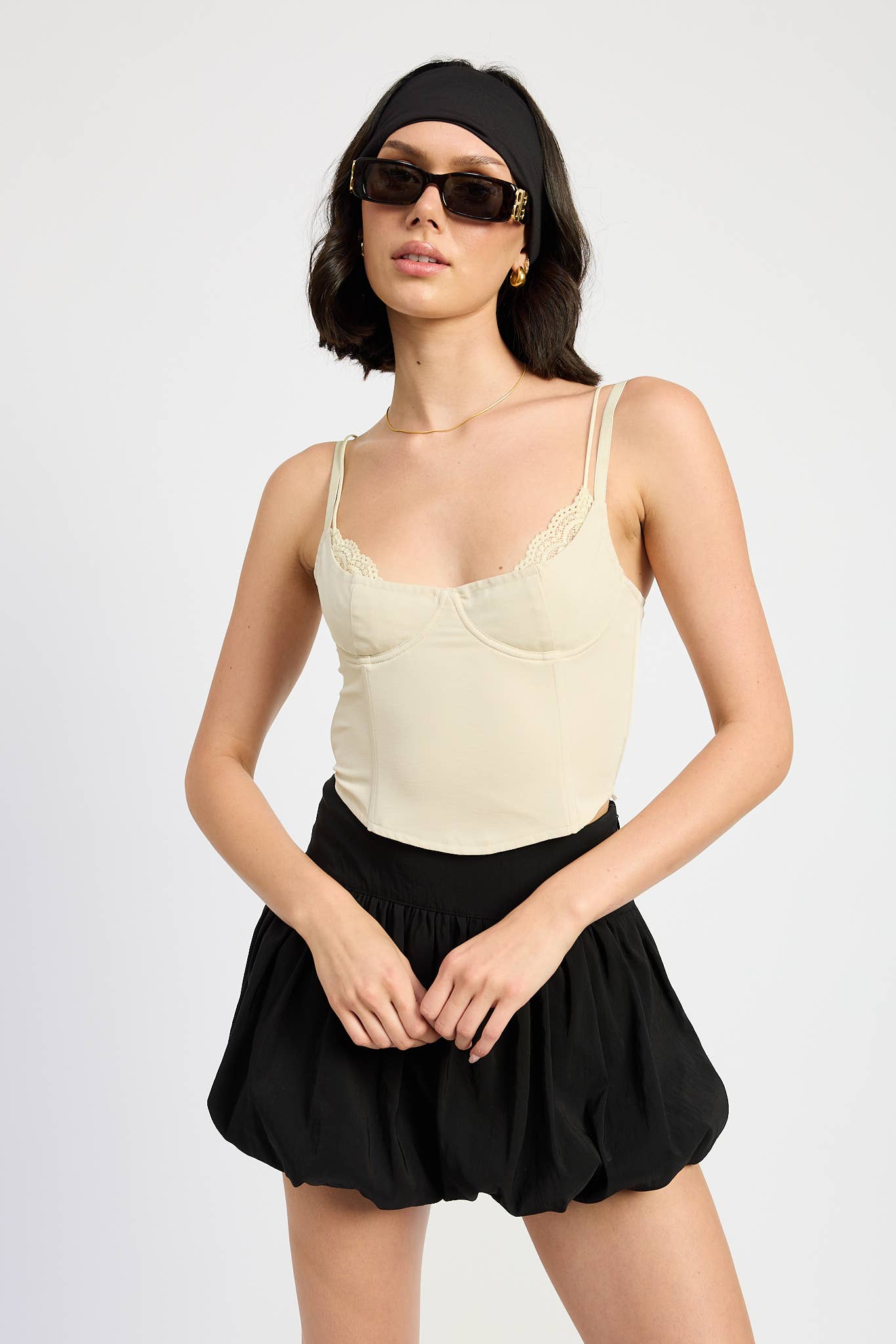 Lace Trim Corset Top