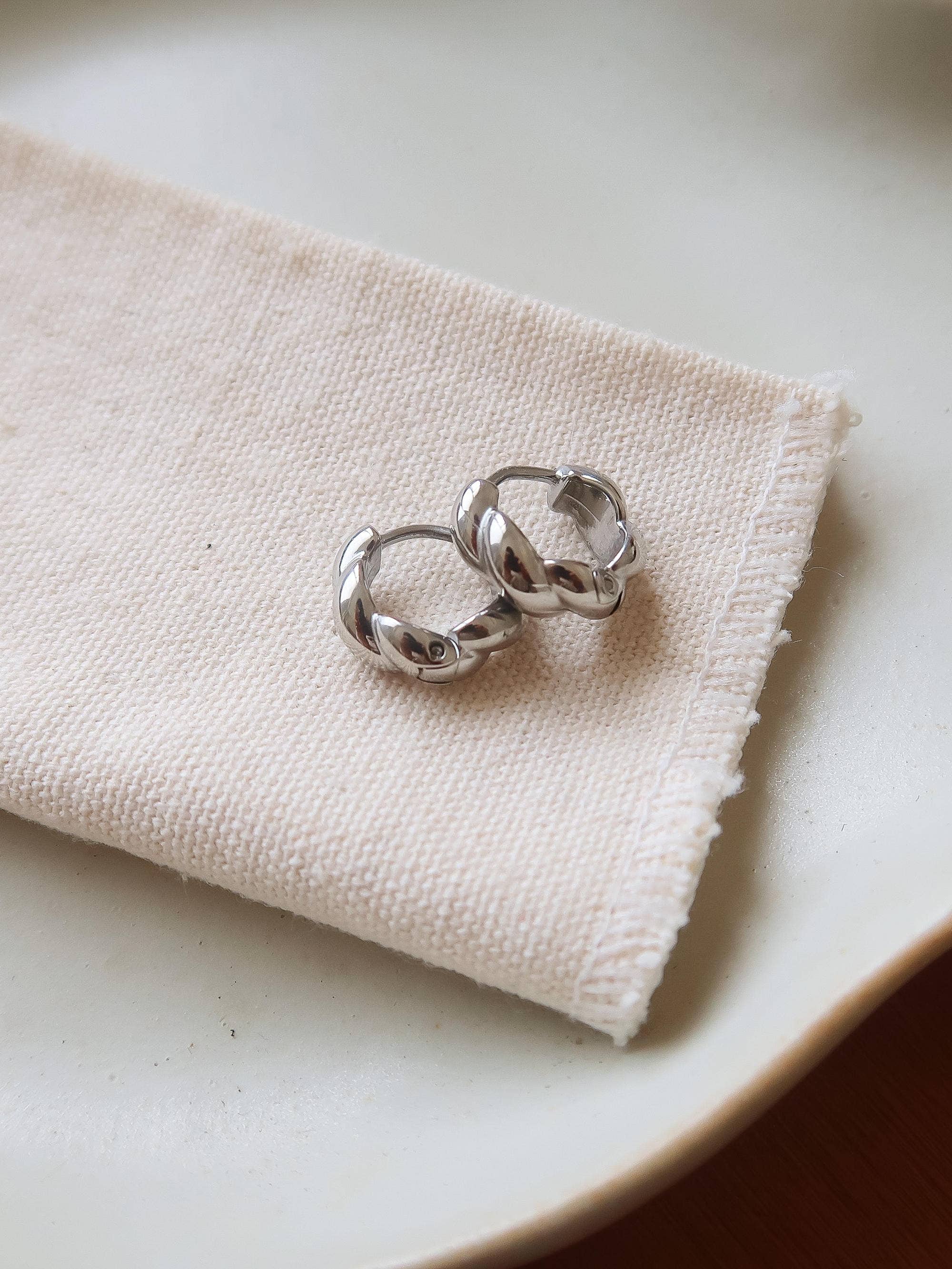 Brea 18K Gold Non-Tarnish Twisted Hoop Earrings