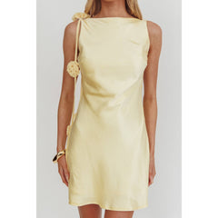 Butter Yellow Satin Mini Dress